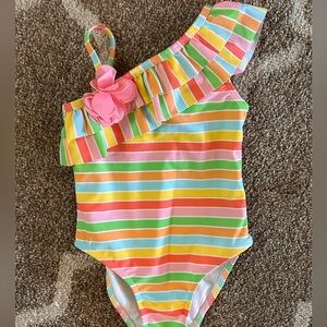 Little Me Rainbow Striped Rash guard Swimsuit